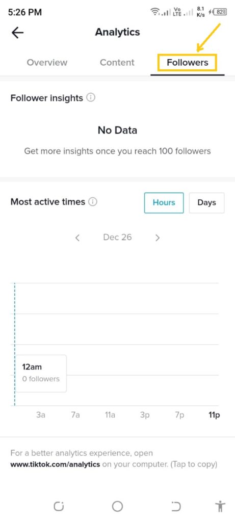 finding the best time to post on tiktok by taping followers tab