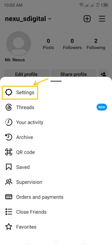 Tapping on Settings tabs to Fix “You can’t leave likes for 3 days”