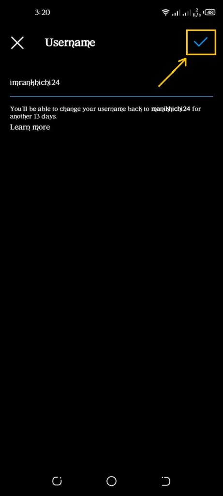 Tap on Done button to Check Available Instagram Usernames 2023