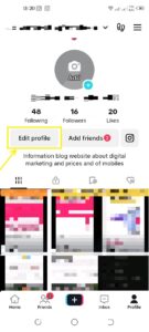 Tap on the Edit Profile to Unlink Instagram from TikTok