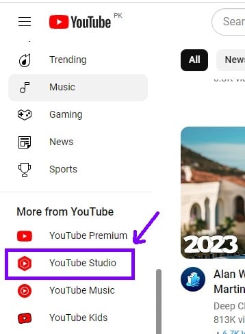 Click on YouTube Studio Tab to Edit a YouTube Video After Uploading