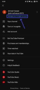 To delete a YouTube account on mobile, first open the app, then click on profile and then click on manage your google account.