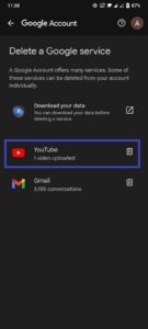 After the verification, click on the ''YouTube'' to delete a YouTube account on mobile.